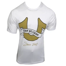 MSRP $59.99 NWT TRUE RELIGION MEN WHITE CREW NECK SHORT SLEEVE T-SHIRT SIZE L XL