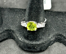 925 Sterling Silver 2.15ct Peridot CZ Ring Sz 8.5 - 3.1g