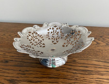 ANTIQUE SILVER PLATED PIERCED WORK FILAGREE PEDESTAL BOWL
