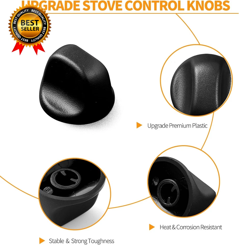 Repuesto de perilla de campana extractora mejorada de 2 piezas para ventilador negro Broan Range Parts Foto 3 de 4