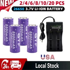 4PCS 26650 Battery Rechargeable 3.7V Li-ion Batteries Charger 2 LOT US