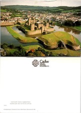 Cadw Caerphilly Castle Postcard Welsh Historic Monuments 1991 Aerial View UK