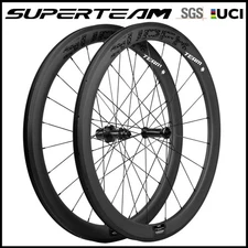 SUPERTEAM Carbon Wheelset 700C Road Rim Brake Wheels Clincher Tubeless