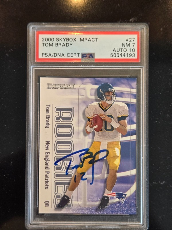 2000 Skybox Impact Tom Brady Auto PSA 7 Auto PSA 10