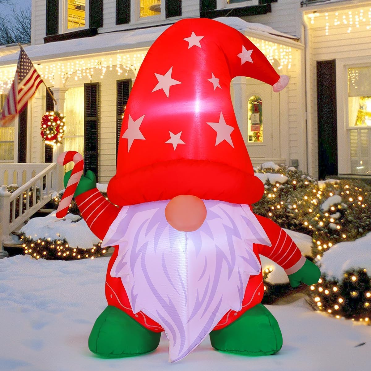 4FT Christmas Inflatables Christmas Gnome 2025 NEW LED Outdoor Decoration