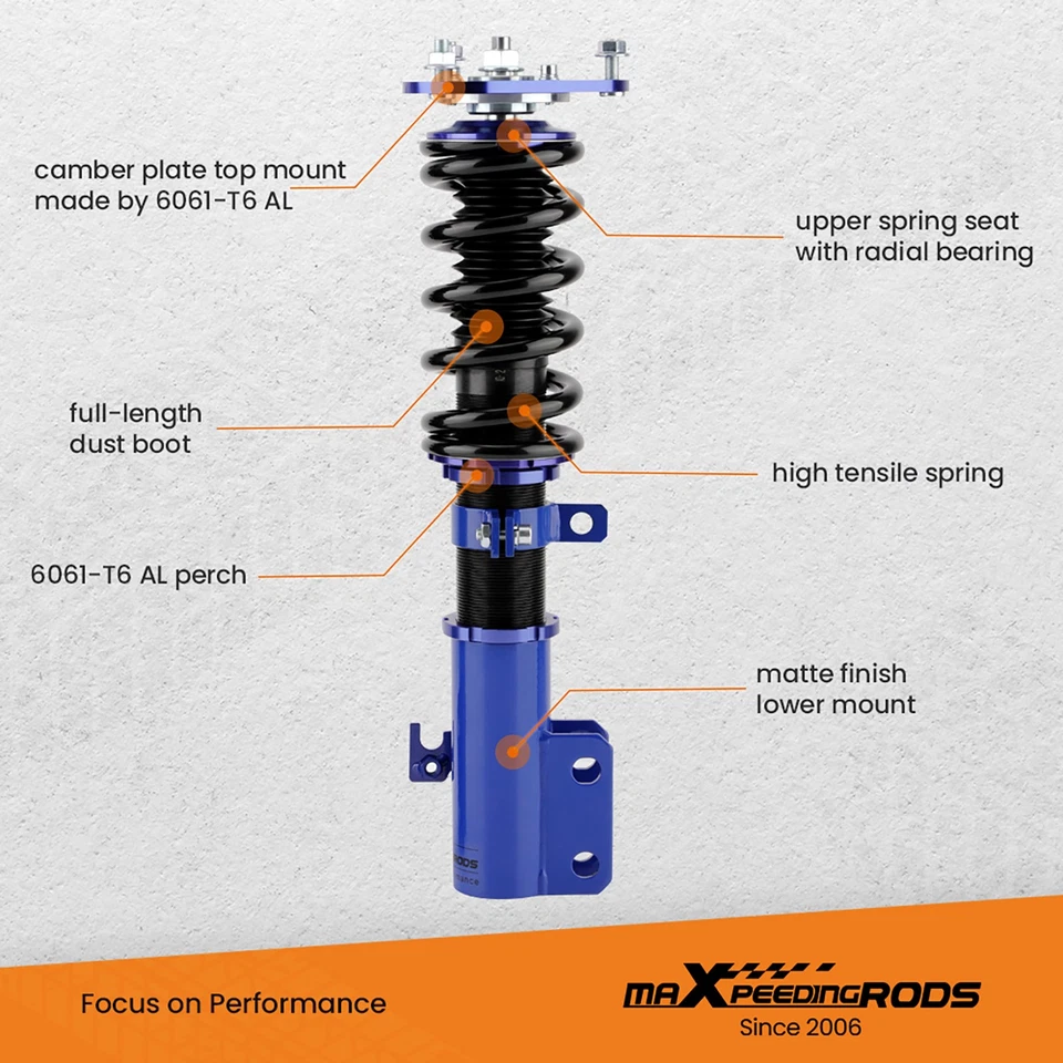 Kit coilover per Toyota Corolla 9th Gen E130 E12 Matrix 2001-2008 - Immagine 2 di 4