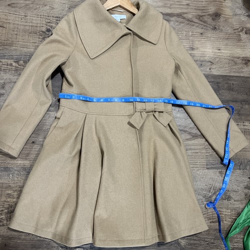 REISS Bow Waisted Wool Blend Coat Girls Size 12-13 years Camel Pockets New! - Picture 5 of 13