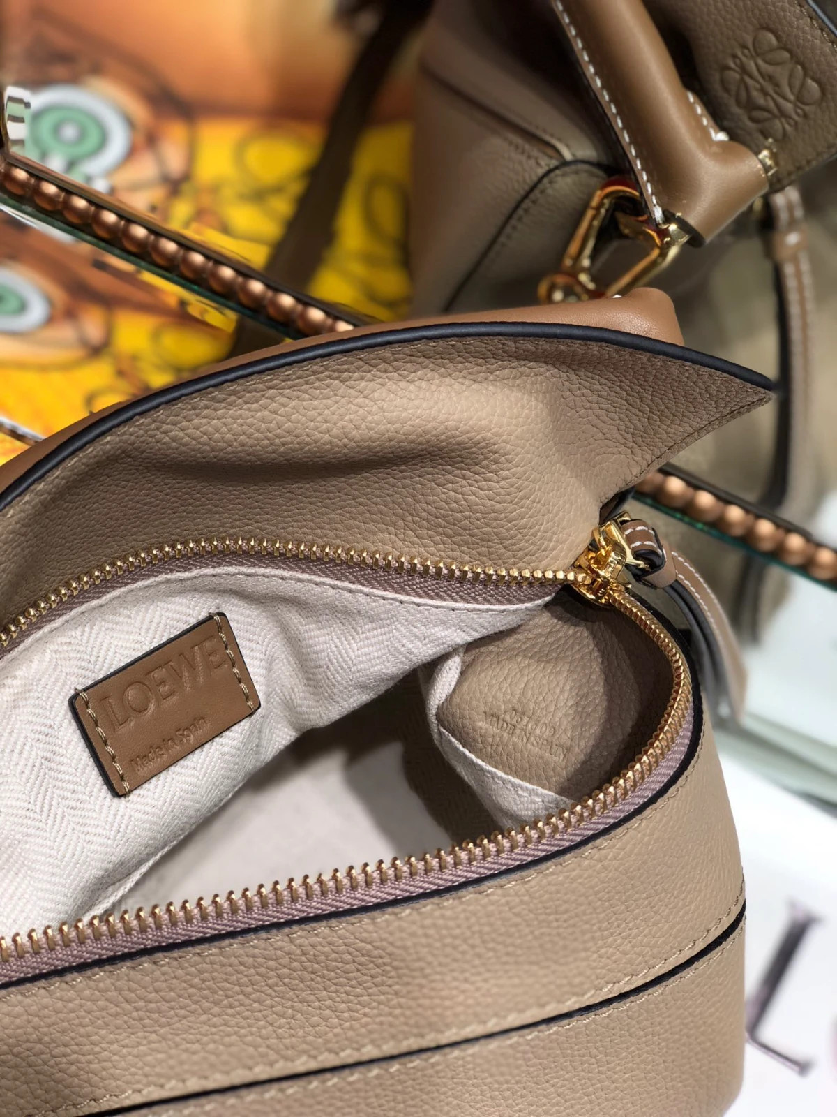 Loewe Puzzle Small Bag Beige Taupe Leather Crossbody Shoulder