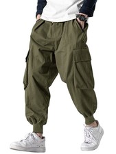 Men's Joggers Pants Casual Baggy Cotton Drawstring Tapered Sweatpants Cargo H...