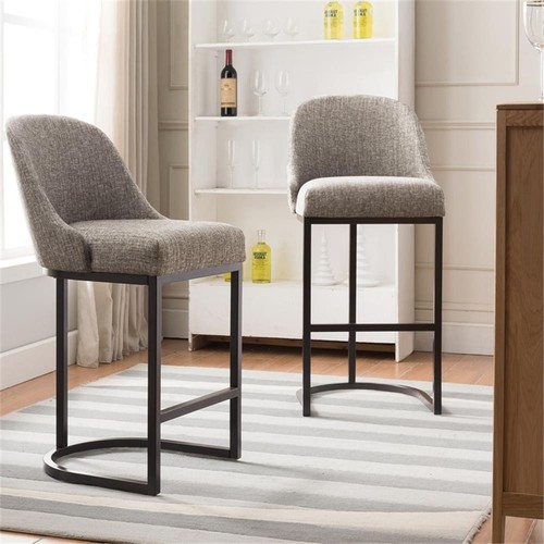 Leick Favorite Finds Barrel Back Metal Counter Stool Set in Gray/Espresso - Picture 15 of 23