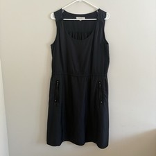 Ann Taylor LOFT Black Grey Sleeveless A-Line Dress With Zipper Pockets 12 M6