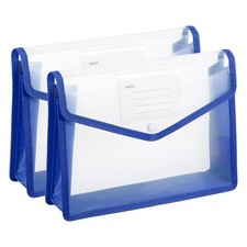2 Pack B5 Plastic File Folders with Snap Closure, Blue, Horizontal