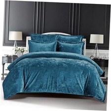 Distressed Velvet Comforter Set, Distressed Velvet Face and Brushed Queen Teal