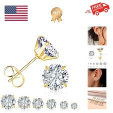 6 Pairs Stud Earrings for Women, 14K Gold Plated Hypoallergenic 316L Surgical...