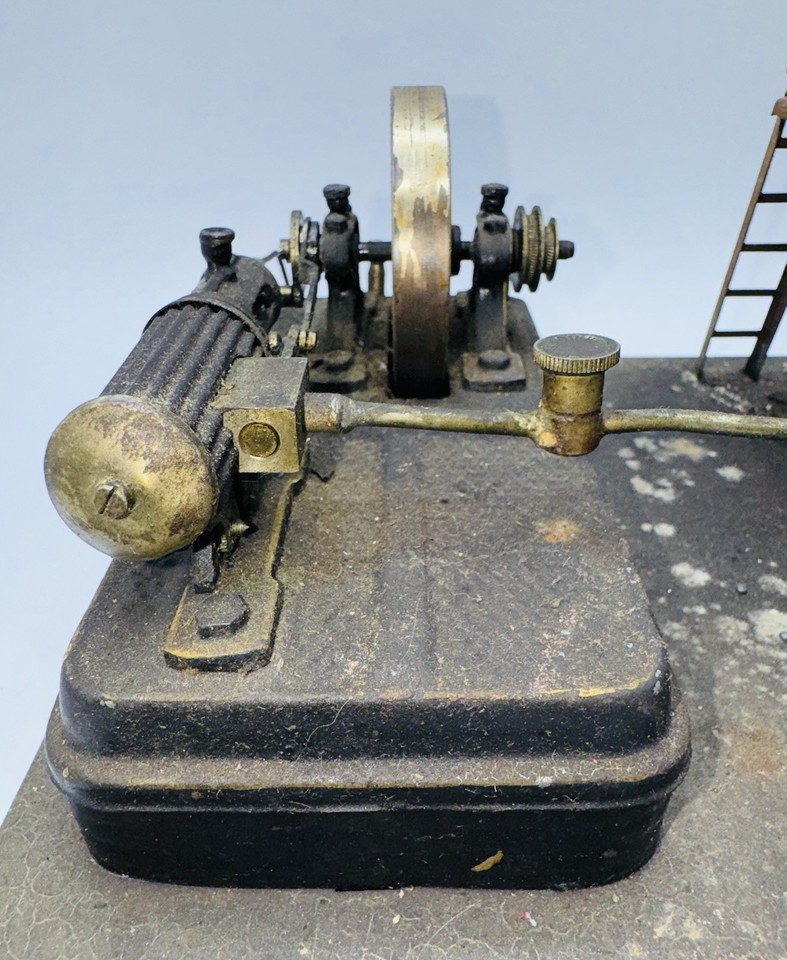 Machine à Vapeur Ancienne Josef Falk ? – Cuve Horizontale Tôle Laquée, Jouet Mécanique