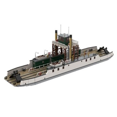 Large Railroad Ferry Ship MOC Model Bricks Container Transport Building Set