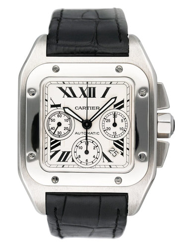 Cartier Santos 100 Chronograph White Dial on Strap W20090X8