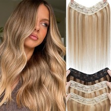 One Piece Clip In 100 Human Remy Hair Extensions 3/4 Full Head Balayage Thick