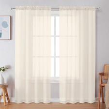 Cream Sheer Curtains set 2 Pack 42x72 In Window Drapery panels New
