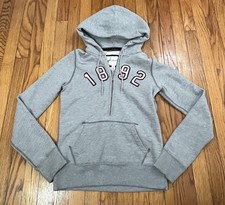 Vtg Y2K Abercrombie Fitch 1/2 Zip Hoodie Sweatshirt Gray 1892 Women s Medium