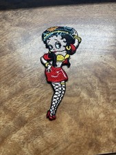 Betty Boop cartoon EMBROIDERED PATCH rare 90s Vtg Hat 3” Iron On Motorcycle