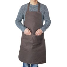 Brown Kitchen Chef Apron with 2 Pockets, Waterproof Butcher Catering Restaurant