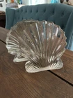 2 Vintage Blenko Art Glass Scalloped Clam Shell Bookends 6”x5”