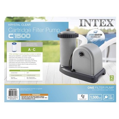 Intex Krystal Clear C1500 Cartridge Filter Pump for Above Ground Swimming Pools