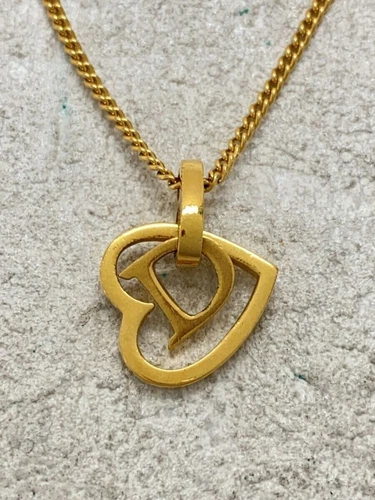 Collana donna Christian Dior cuore aperto oro con top usata