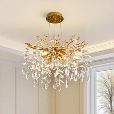 Modern Tree Branch Crystal Chandelier Luxury Gold Crystal Pendant Lighting 18...