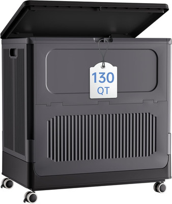 Large Storage Bin with Lid - 130QT Flip-Top Storage Box with Wheels 32.5 Gallon
