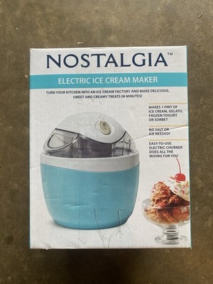 Nostalgia Blue 1-Pint Ice Cream Maker, New/Sealed