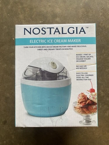 Nostalgia Blue 1-Pint Ice Cream Maker, New/Sealed