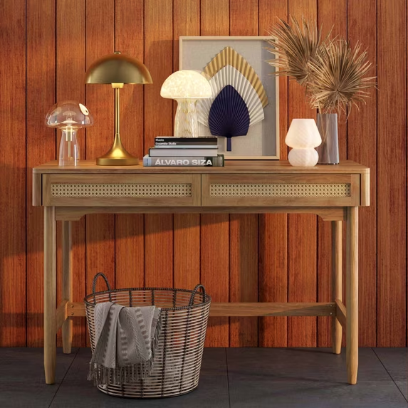 Better Homes & Gardens Round Poly Rattan Storage Basket Handles Woven ...