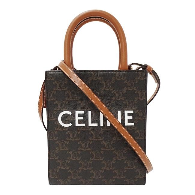 CELINE Triomphe Canvas Mini Vertical Cabas Shoulder Bag in Tan #198