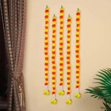 SATVIK 5 Pc Artificial Yellow-Orange Color Marigold Garland Strings/Latkans 5...