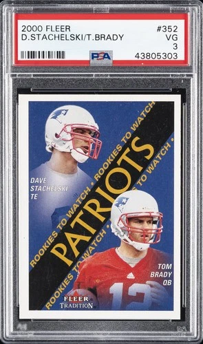 2000 FLEER #352 DAVE STACHELSKI/TOM BRADY ROOKIE RC PSA 3
