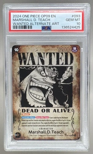4425 Marshall D. Teach 2024 One Piece #OP09-093 Wanted Alt Art PSA 10