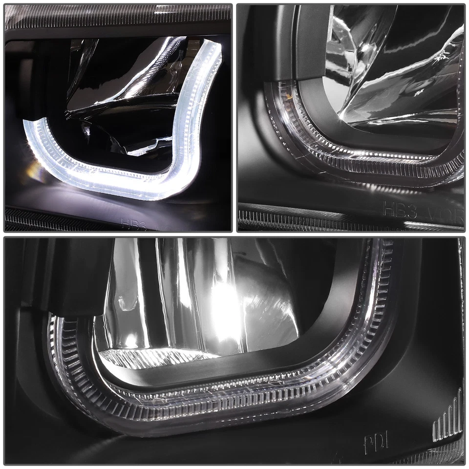 Подходит для 03–07 Chevy Silverado черные прозрачные светодиодные фары дневного света J-Halo с лампами бампера - Изображение 4 из 4