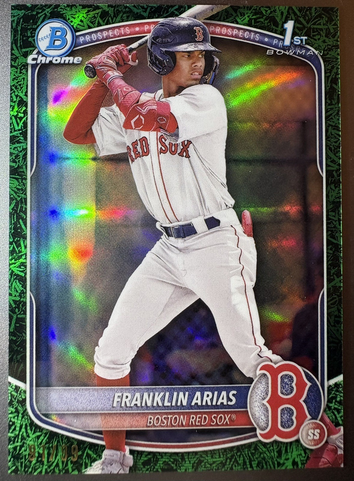 FRANKLIN ARIAS 2025 BOWMAN CHROME 1ST GREEN GRASS REFRACTOR /99 