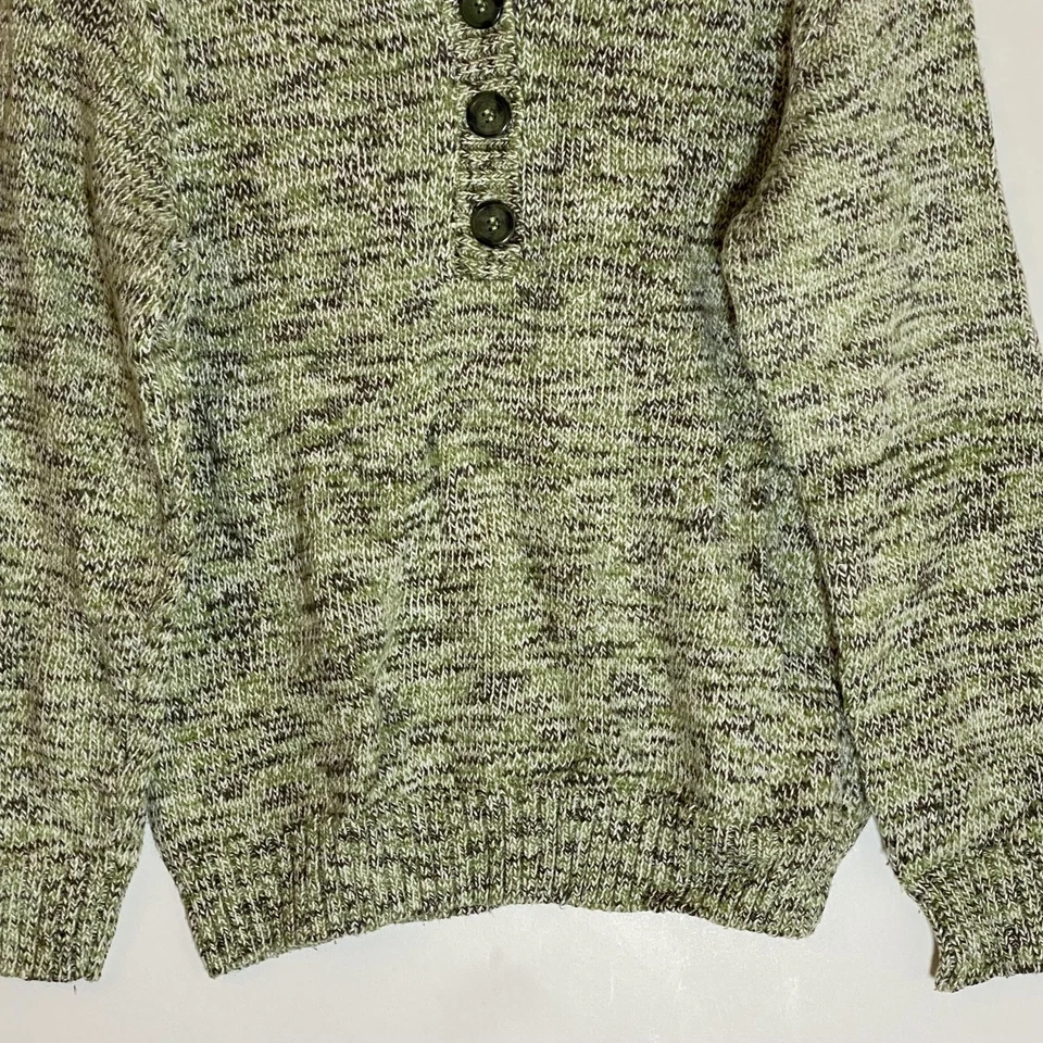 Suéter Karen Scott Feminino Pequeno Grande Verde Marled Decote V Pulôver com 3 Botões - Imagem 3 de 4