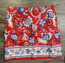 Talbots Skirt Womens Petite Size 10P Red Floral Border Print Lined Knee Length