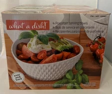 NEW Over and Back White Oval Porcelain Bowl 4 PC Set Stackable - Soup- Salad 