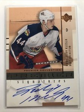 Rostislav Klesla 2001-02 UD Premier Signatures ROOKIE RC AUTO BLUE JACKETS NICE!