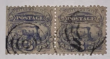 TRAVELSTAMPS: 1869 US Stamps Scott # 114, Locomotive, 3 cents The1869 Pictorials