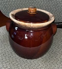 Vintage Hull Oven Proof Bean Pot Brown Drip Crock with Lid/ 6" T