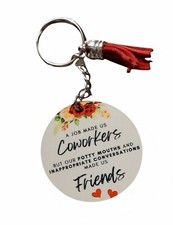 Custom co-workers keychain hand pressed sublimation with tassle
