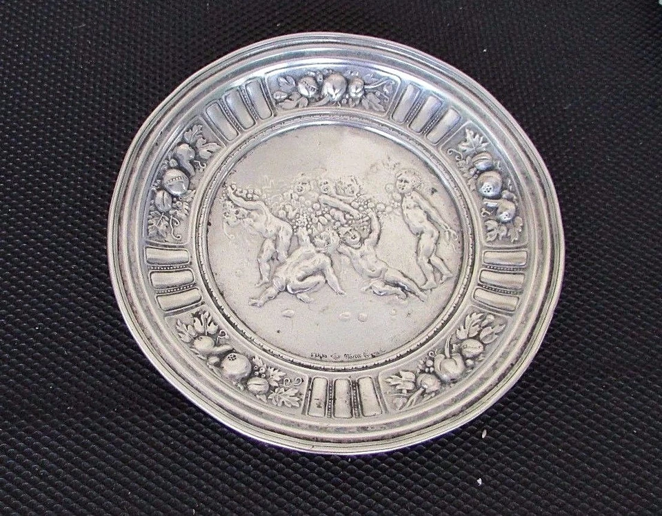 Plato de querubines decorativo antiguo ruso de plata de ley 916/000 EH de 5,5" 76 g Foto 2 de 4
