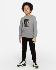 Nike Boy Sweatsuit Set Size 4 Logo Sweatshirt  Sweatpants Black 86H993-023 NEW