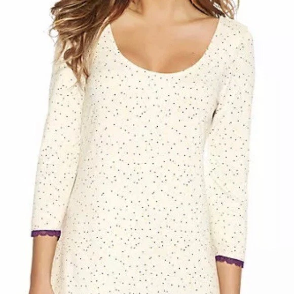 Maidenform GREY SCATTERED DOT Women's Lace Sleepshirt, US Large, UK Large - Image 2 of 2